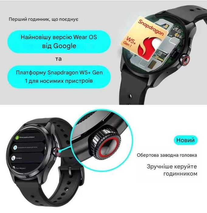 Нові! Не відновлені! Смарт-годинник Mobvoi TicWatch Pro 5 GPS Black