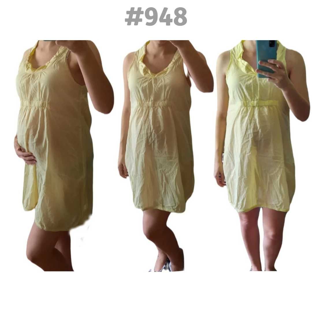 Ciążowa letnia sukienka S/36 żółta przewiewna na upały #948