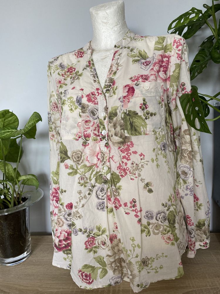 Bluzka bluzeczka koszula 100% bawełna kwiaty S M
