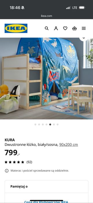 Lozko dla dziecka  ikea KURA 90x200