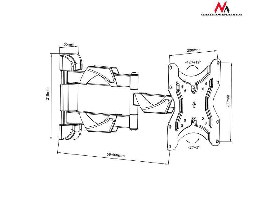 Uchwyt wieszak do TV telewizora regulowany 200x200 Maclean MC-742