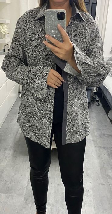 Męska Koszula czarno białe wzory 44 l-xxl