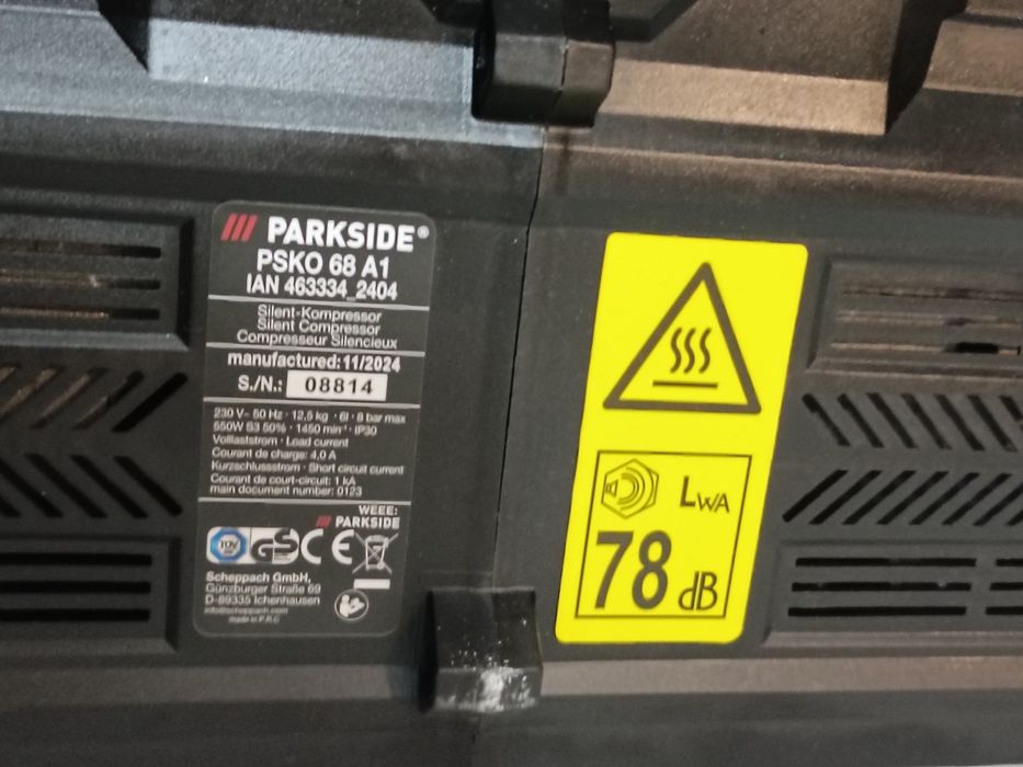 Kompresor bezolejowy 550W Parkside cichy