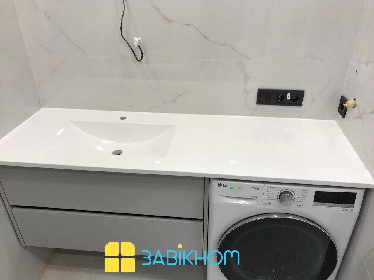 Меблі у ванну кімнату, умивальники, тумби, скляна штора, дзеркало