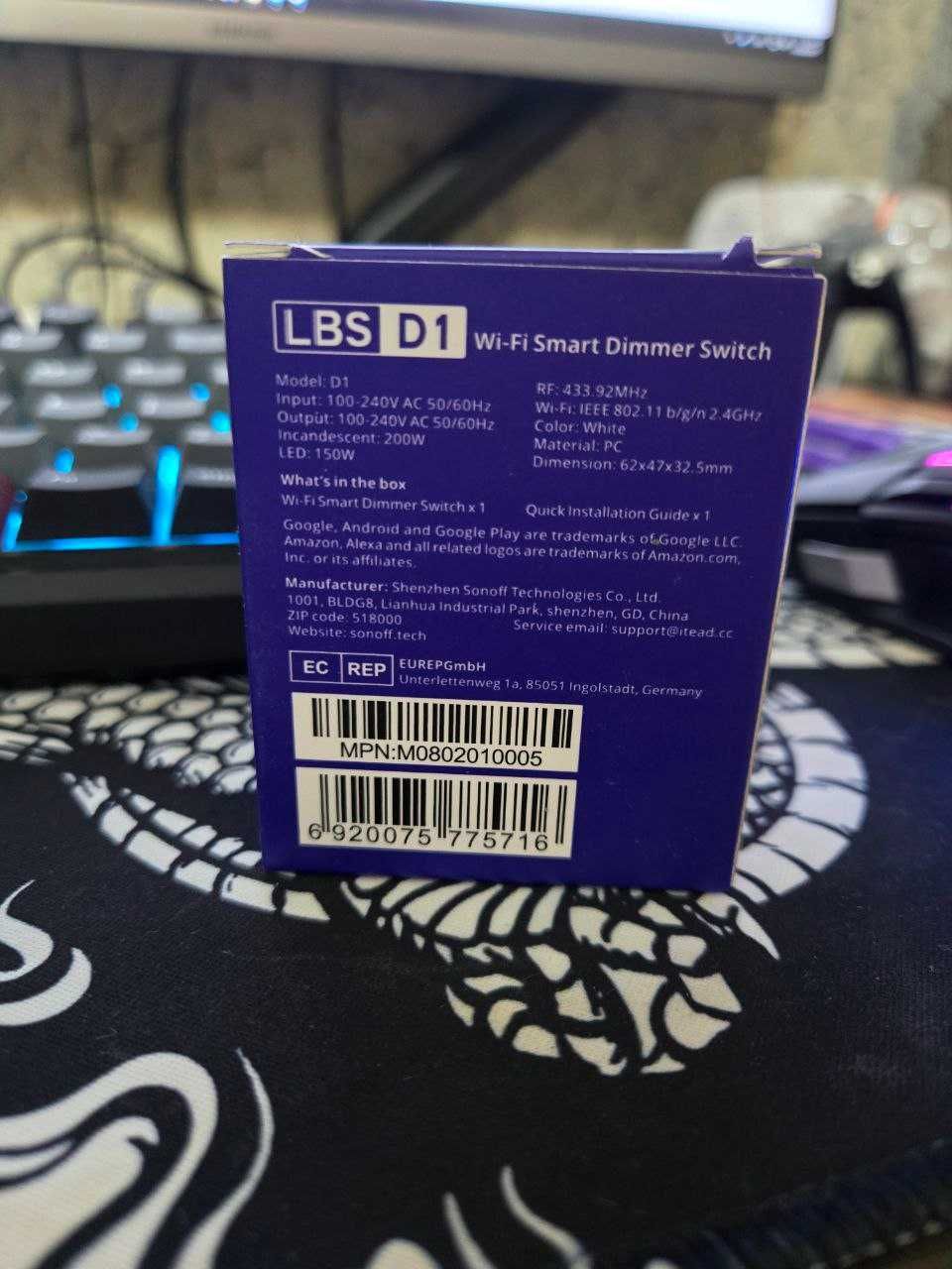 Sonoff LBS D1 Wi-Fi Smart Dimmer Switch