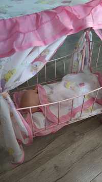 Залізне іграшкове ліжко з балдахіном та постільним