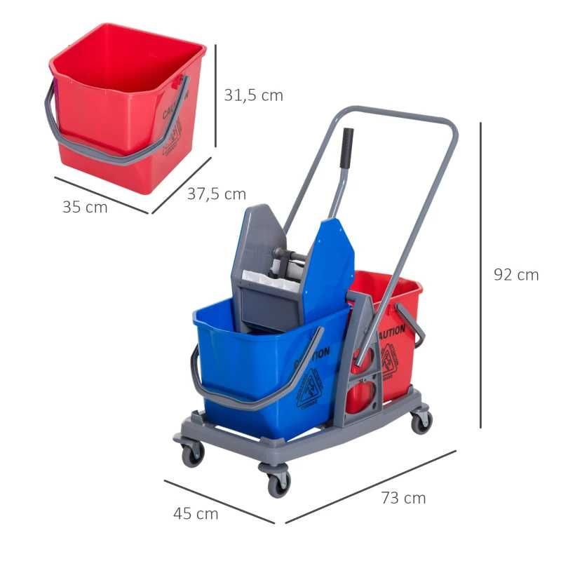 Carro de Limpeza Professional 73x45x92cm Vermelho e Azul