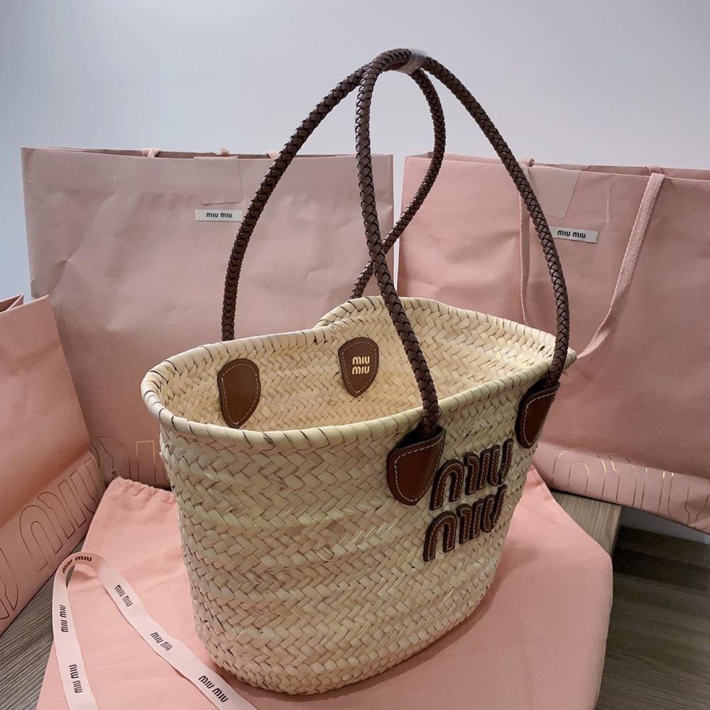 Koszyk Miu Miu Raffia Neutral