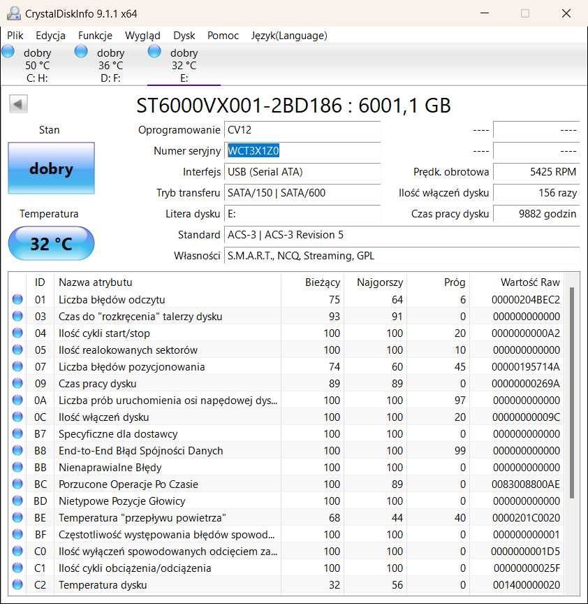 Dysk Seagate 6TB Skyhawk Surveillance DO PRACY 24/7 SERWER, Monitoring