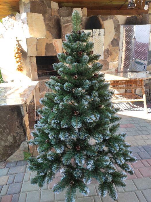 ЦІНА ТОП! РОЗРОДАЖ! Штучна елітна ялинка з білими кінчиками + шишки