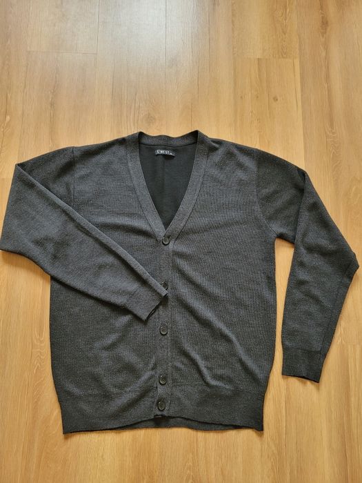 Elegancki sweter kardigan męski rozpinany na guziki XXL wełna jak nowy