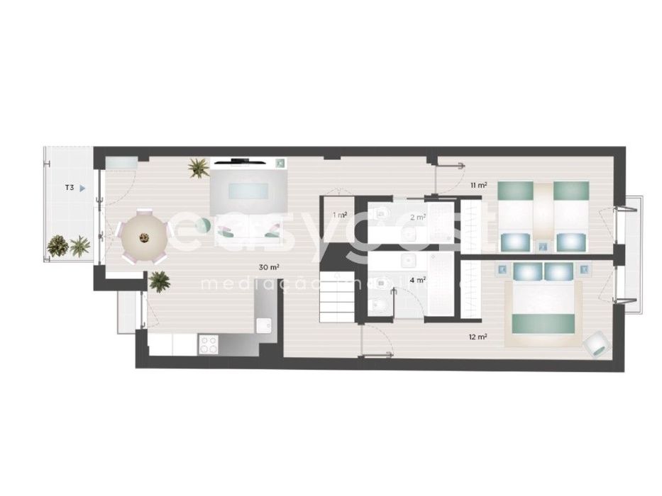 Apartamento Duplex T3 com garagem para dois carros na Ajuda, Lisboa