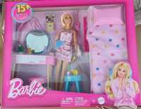 Barbie sypialnia, zestaw z lalką i akcesoriami Hpt55 Wb2