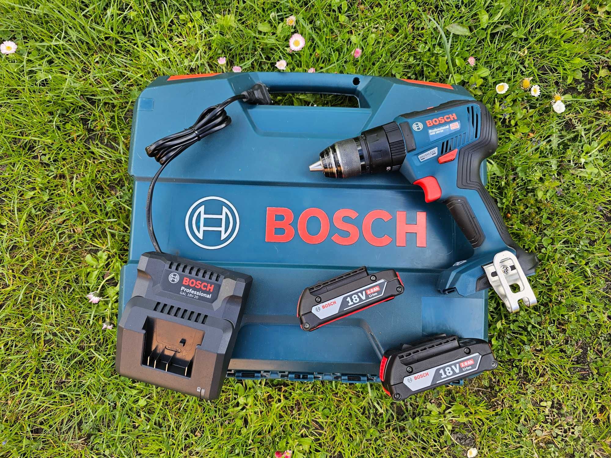 BOSCH GSB 18V-50 wkrętarka udarowa 2x2Ah walizka ładowarka