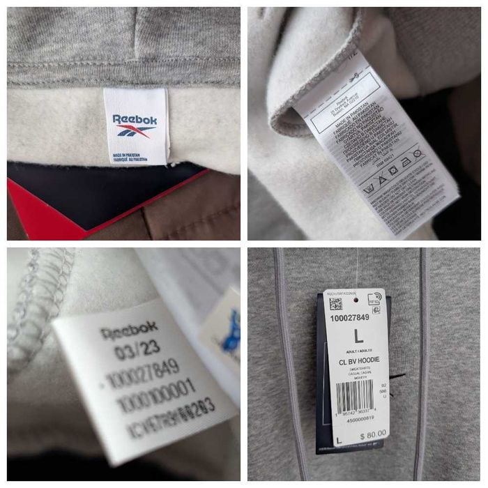 Reebok Classics Proud Мужская Худи Толстовка Кенгурушка Серая Hoodie L