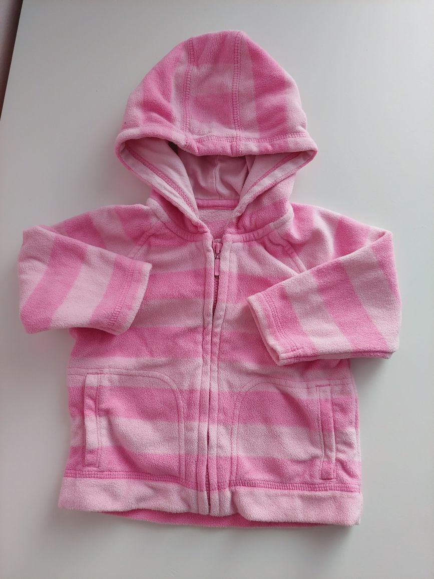 Różowa bluza polarowa w paski z kapturem George 3-6m 62-68cm