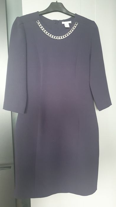 Granatowa, elegancka sukienka, L-XL