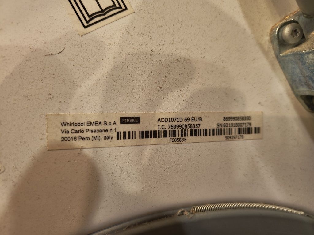 Pralko suszarka AQD1071D hotpoint ariston błąd F3