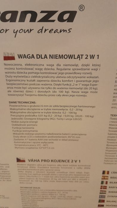 Esperanza 2 in 1 Baby Scale El Nino waga dla niemowląt