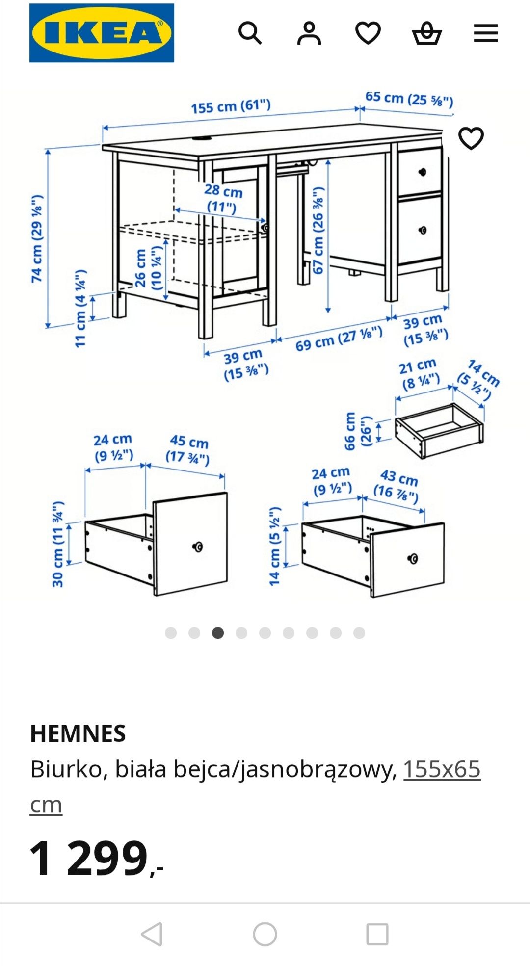 Meble Ikea - Szafa Pax, Hemnes biurko, komoda, łóżko szare - stelaż