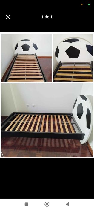 Cama solteiro com cabeceira bola futebol