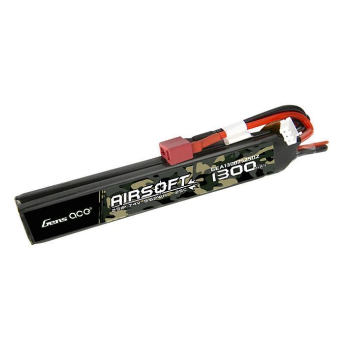 Gens Lipo 25C Saddle 2S1P 7.4V Airsoft Akumulator 1300Mah Konektorem