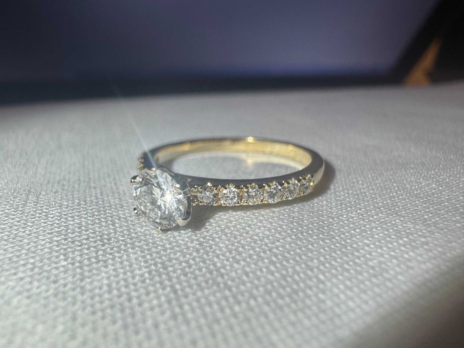 Pierścionek zaręczynowy brylant diament 0.62 ct złoto 1,77g diamenty