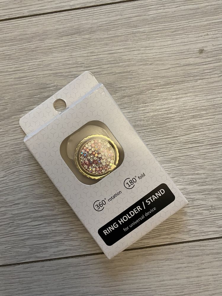 Uchwyt na telefon blyszczacy Ring Holder z podstawka cyrkonie