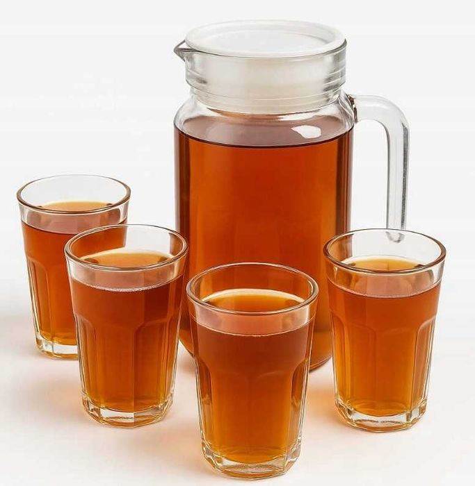 Dzbanek na wodę do napojów szklany 1,3L + szklanki zestaw szklanek