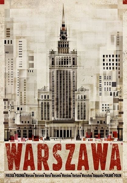 Plakat Warszawa Polska Palac Kultury 98 x 68 cm