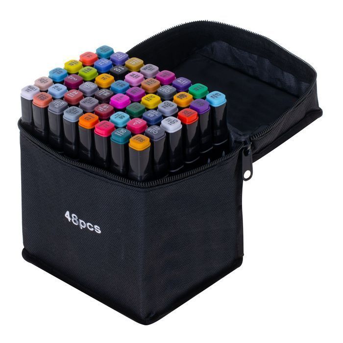 markery dwustronne alkoholowe w etui 48 + podstawka
