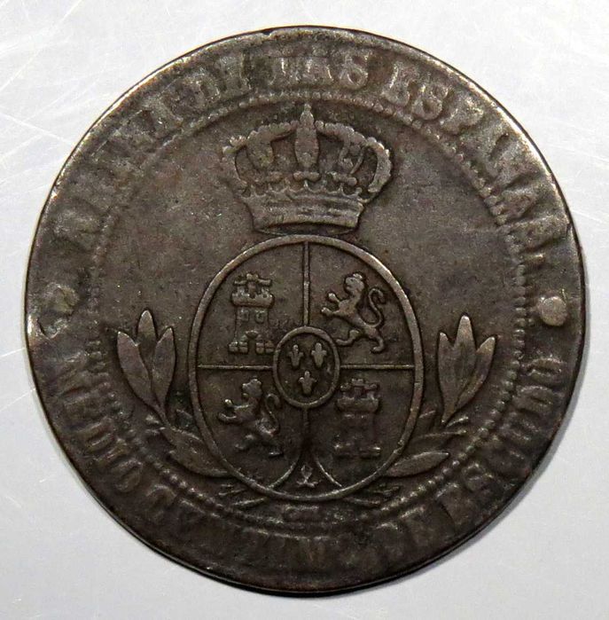 Espanha Meio Centimo de Escudo 1868 Isabel II Agradável MBC - 4€