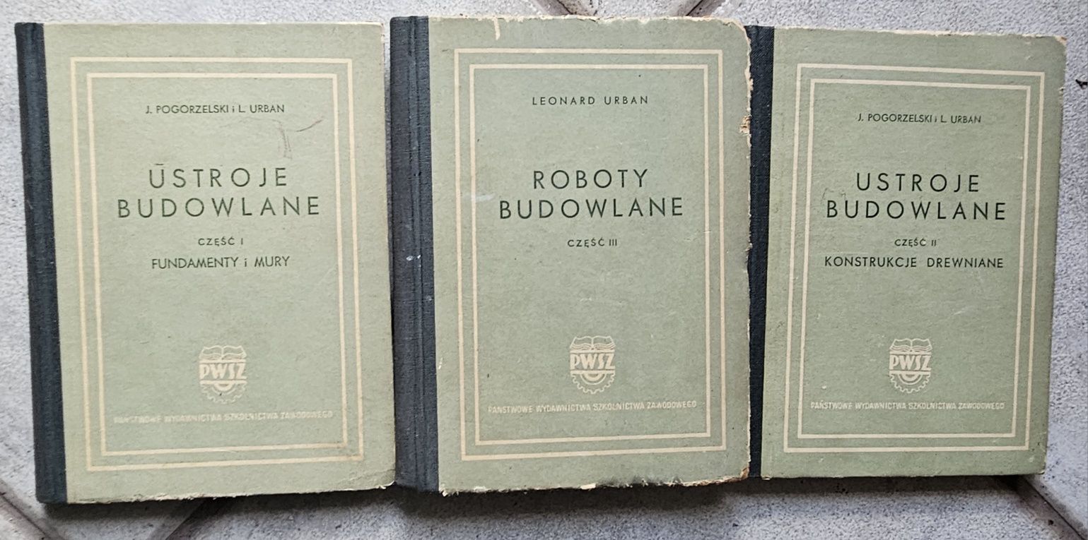 Zestaw 3 książki twarda oprawa ustroje budowlane roboty 1954