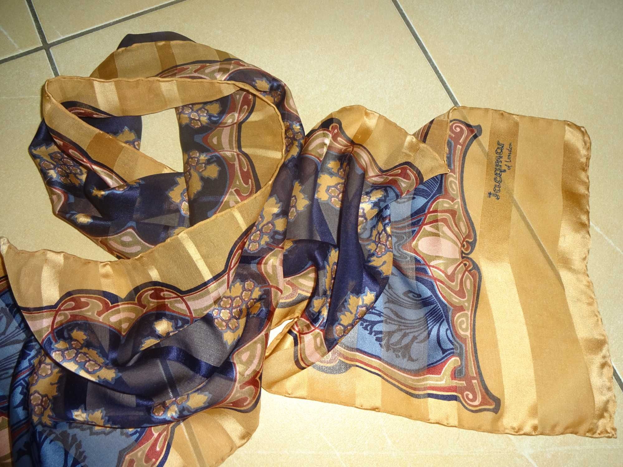 JACQMAR of London 100% SILK jedwabny rolowany szal szalik apaszka