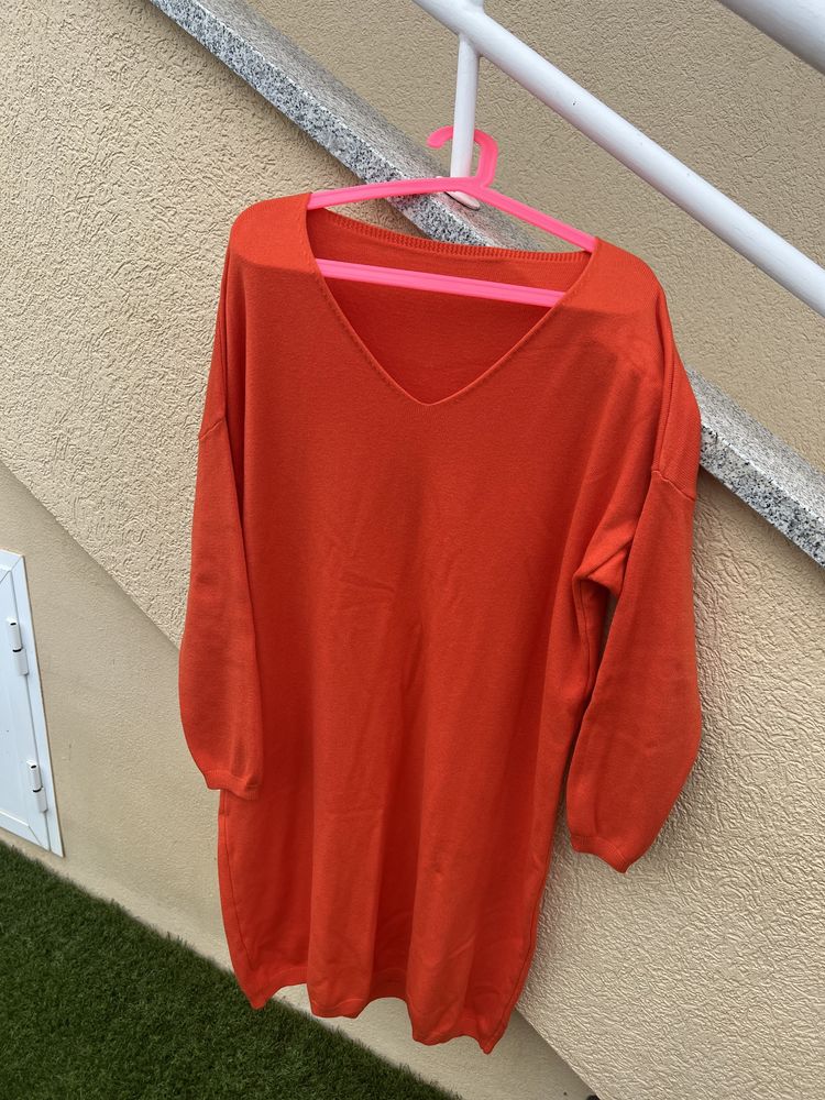 Vestido em malha laranja