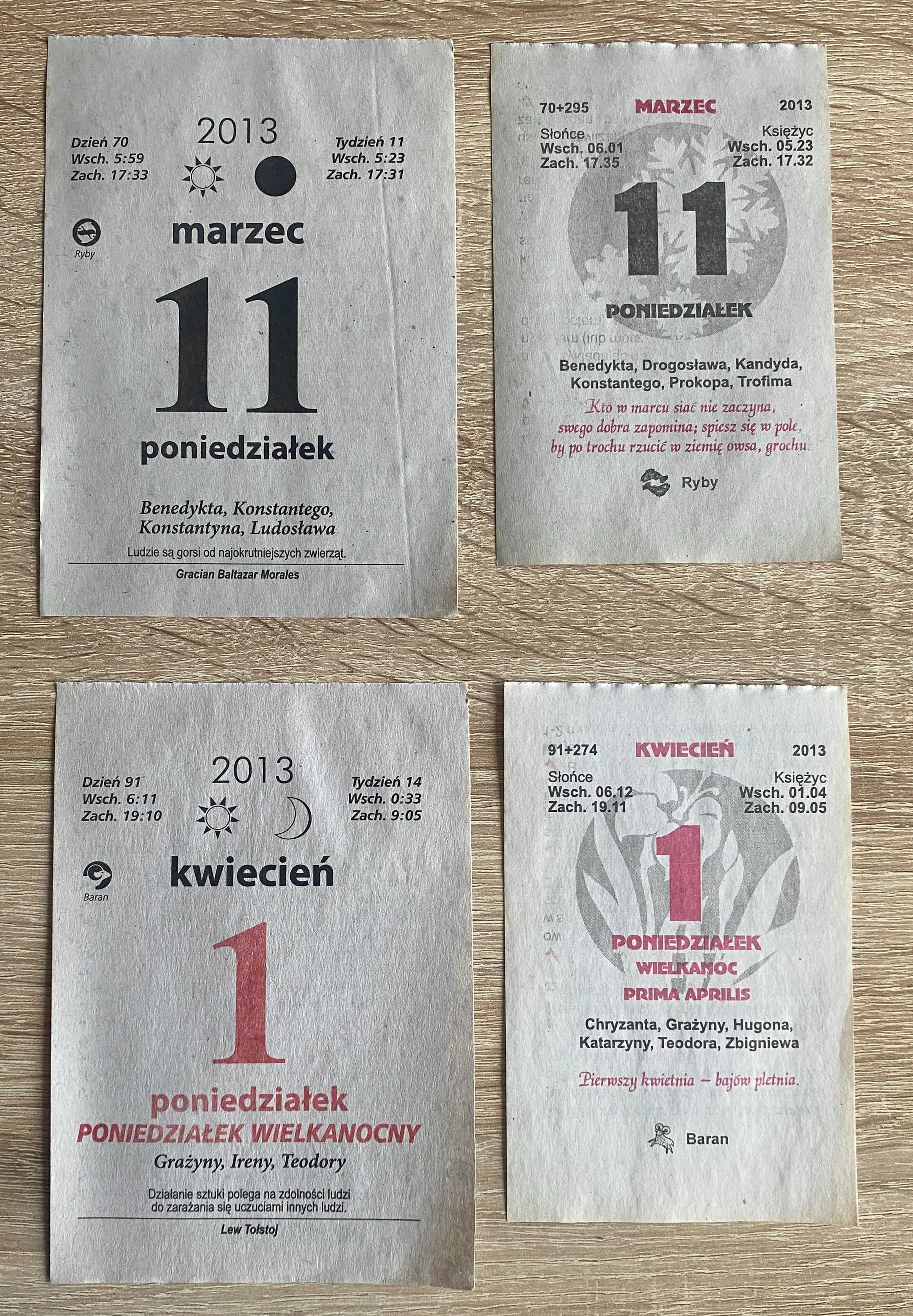 Oryginalna kartka z kalendarza zrywaka 2013 r. Prezent Rocznica