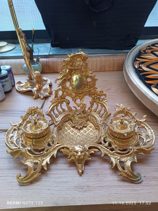 Kałamarz 19wiek rococo  pozłacany po likwidacji galerii