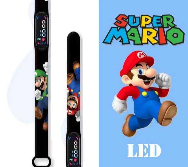 zegarek elektroniczny CYFROWY LED MARIO nowy wodoodporny czarny