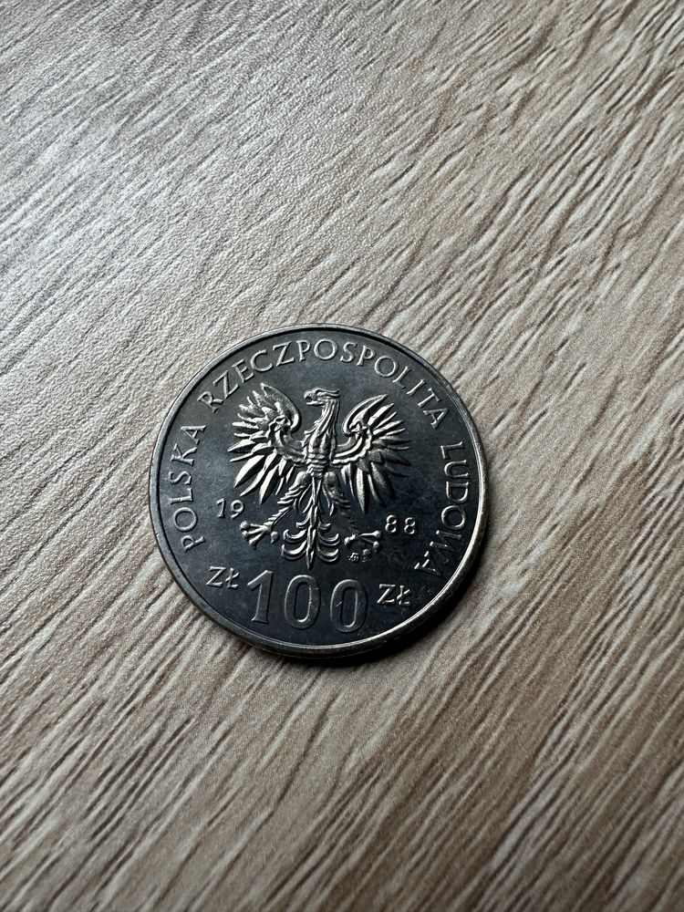 Moneta 100 zł z 1988 70 rocznica powstania wielkopolskiego