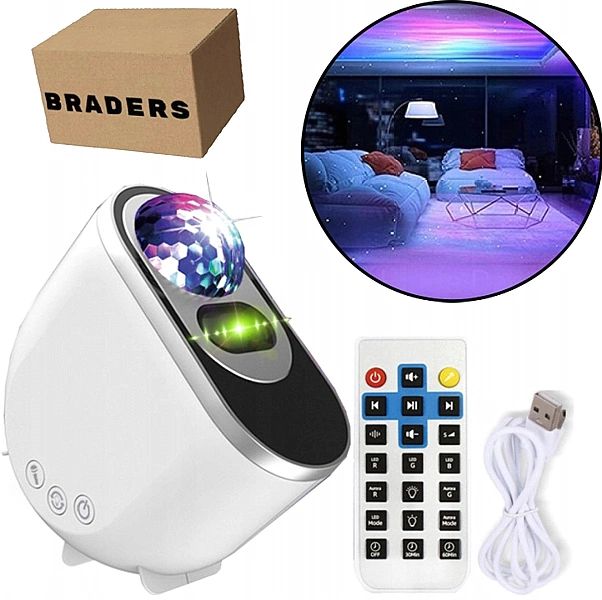 PROJEKTOR GWIAZD Dla Dzieci Lampka Nocna Rzutnik Led Laserowy Głośnik