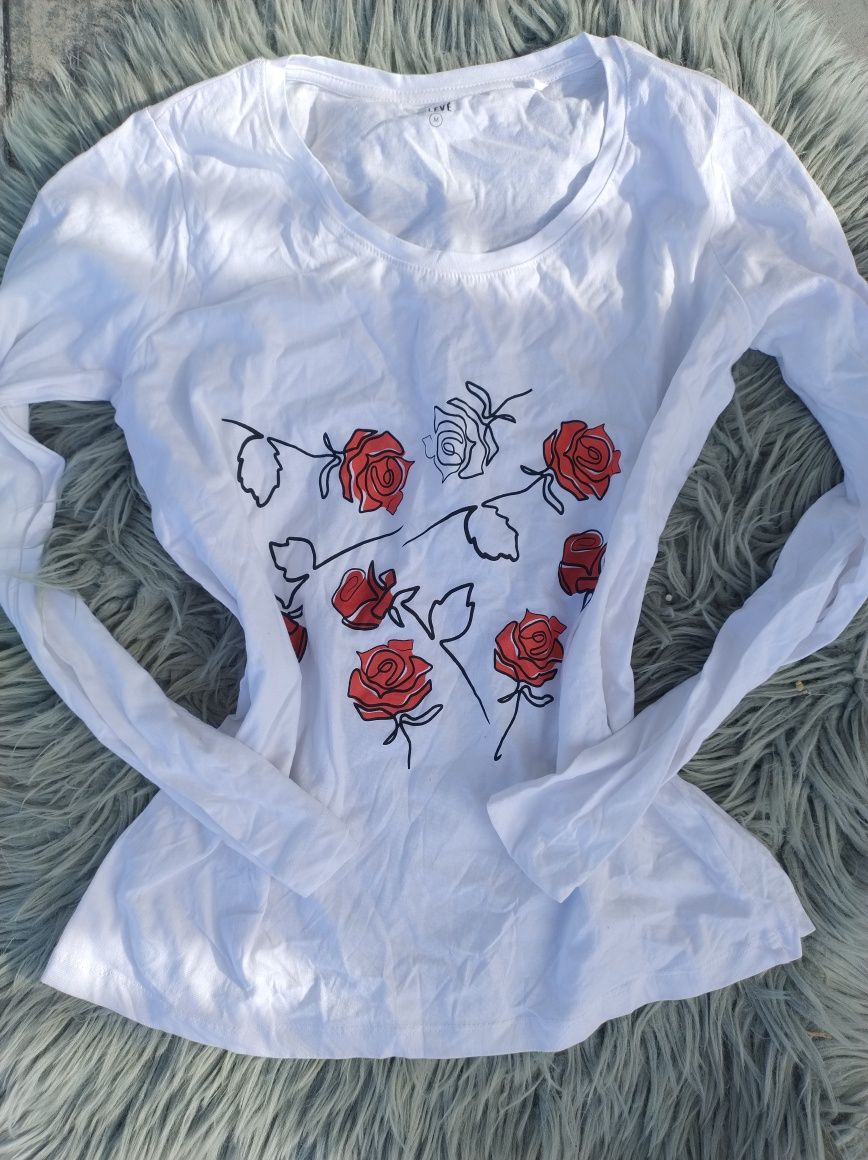 Bluzka biala w róże M 38 Cleve