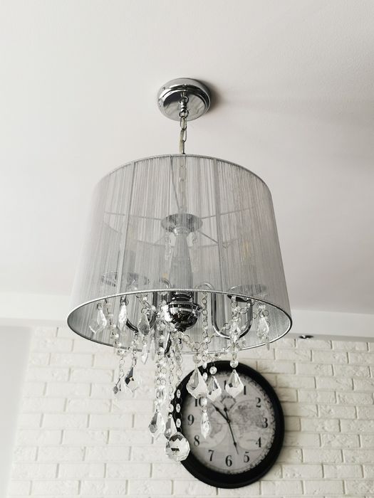 Lampa sufitowa kryształki glamour+lustro okragłe