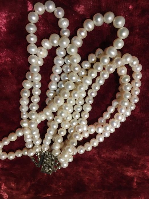 Винтажный очень красивый набор бусы и браслет натуральный жемчуг