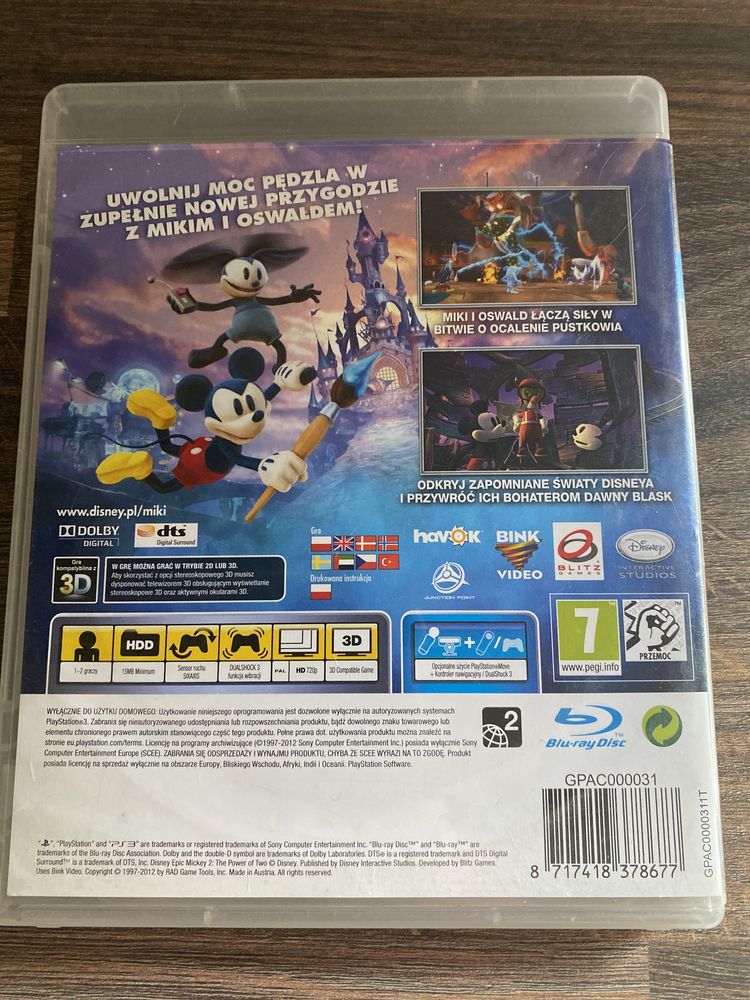 PlayStation Ps 3 Move Disney Pixar Merida Waleczna PL Epic Mickey 2 PL