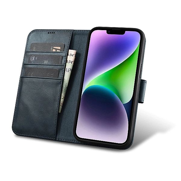 iCarer Oil Wax Wallet Case 2in1 etui iPhone 14 Plus skórzany pokrowiec