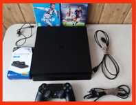 PS4 Slim 500GB + PAD + FIFA 19 & FIFA 16 + Ładowarka + Kable