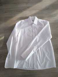Biała koszula męska długi rękaw na spinki. L