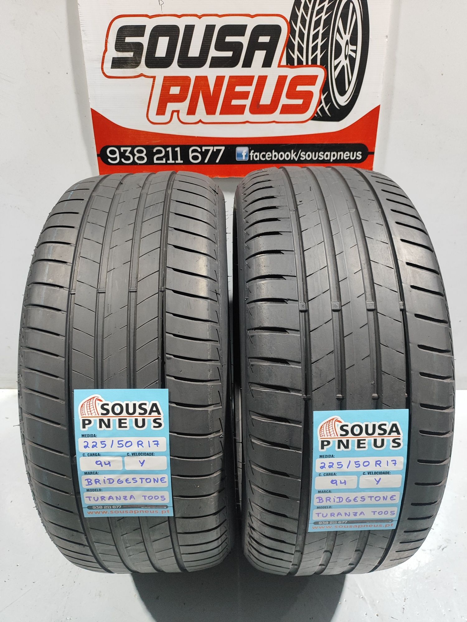 2 pneus semi novos 225-50R17 Bridgestone - Oferta dos Portes