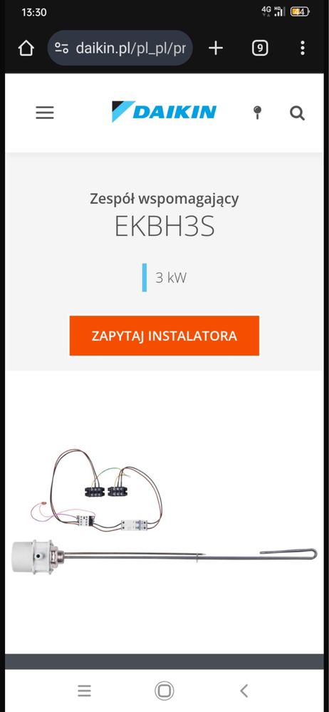 Grzałka Daikin EKBH3S do pompy ciepła