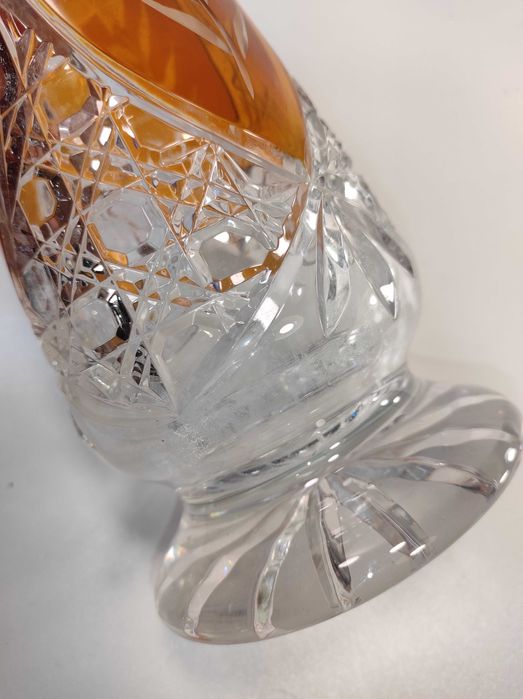 Wazon kryształowy Huta Julia wys 30,5cm / szkło kryształ kolorowy PRL